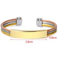 304 rozsdamentes acél Cuff Bangle, egynemű, több színt a választás, Által értékesített PC