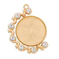 Zinc Alloy vedhæng Cabochon Setting, forgyldt, med rhinestone, flere farver til valg, 25mm, Solgt af PC