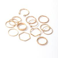 Zinklegering Ring Set, Zinc Alloy, gold plated, 14 stuks & mode sieraden & voor vrouw & met strass, gouden, Verkocht door Stel