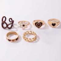 Zinklegering Ring Set, Zinc Alloy, plated, 6 stuks & mode sieraden & voor vrouw & glazuur, multi-gekleurde, Verkocht door Stel