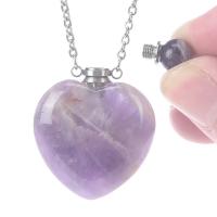 Amethyst Parfüm-Flasche-Anhänger, Herz, unisex, violett, 10x40mm, verkauft von PC