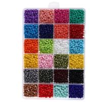 Vegyes Glass Seed Beads, Üveggyöngyök, -val Műanyag doboz, Kerek, kemencében lakk, DIY & különböző méretű a választás, több színt a választás, Által értékesített Box