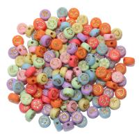 Acrylic Jewelry Beads Round DIY & enamel mixed colors Sold By Bag