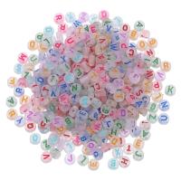 Alphabet Acryl Kralen, Ronde, DIY & glazuur & frosted, gemengde kleuren, 4x7mm, 100pC's/Bag, Verkocht door Bag