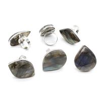 Natural Gemstone Finger Ring Zinc Alloy with Labradorite Unisex nickel lead & cadmium free Sold By PC