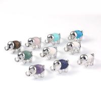 Gemstone Finger Ring, Mässing, med Ädelsten, Elefant, olika material för val & Unisex, nickel, bly och kadmium gratis, 28x19mm, Säljs av PC