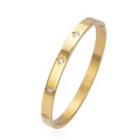 Titantium acciaio bracciale, Cerchio, placcato, gioielli di moda & unisex & con strass, nessuno, 6mm, Diametro interno:Appross. 60x50mm, Venduto da PC