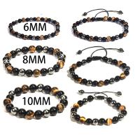 Gemstone Bracelets Natural Stone with Elastic Thread & Wax Cord Round fashion jewelry & Unisex  Sold By PC