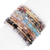 Pulseras de Cristal, metal, con grano de la aleación del cinc & Cristal, Esférico, chapado en color dorado, Joyería & diferentes estilos para la opción & para mujer, más colores para la opción, libre de níquel, plomo & cadmio, longitud 18 cm, Vendido por UD