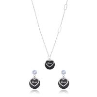 Roestvrij staal sieraden sets, oorbel & halsketting, 304 roestvrij staal, met 5cm extender keten, Hart, plated, mode sieraden & voor vrouw, meer kleuren voor de keuze, 15mm,18mm, Lengte 45 cm, Verkocht door Stel