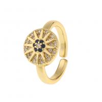 Kubieke Circonia Micro Pave Brass Ring, Messing, gold plated, Verstelbare & meer maten voor de keuze & micro pave zirconia & voor vrouw, multi-gekleurde, Verkocht door PC