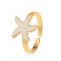 Messing Cuff fingerring, Starfish, guldfarve belagt, Justerbar & for kvinde & emalje, flere farver til valg, Solgt af PC