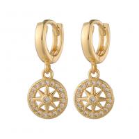 Huggie Hoop Drop Earring Brass gold color plated & micro pave cubic zirconia & for woman Sold By Pair