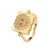 Cubic Zirconia Micro Pave Brass Ring gold color plated Adjustable & micro pave cubic zirconia & for woman Sold By PC