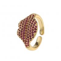 Kubieke Circonia Micro Pave Brass Ring, Messing, Lip, gold plated, Verstelbare & micro pave zirconia & voor vrouw, meer kleuren voor de keuze, Verkocht door PC