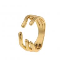 Brass Cuff Finger Ring gold color plated Adjustable & for woman Sold By PC