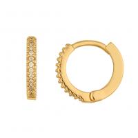 Orecchini cerchietti Hoop ottone, placcato color oro, Micro spianare cubic zirconia & per la donna, 13mm, Venduto da coppia