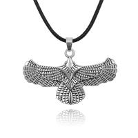 Sinc Alloy Jewelry muince, le Céir, Eagle, dath airgid plated, jewelry faisin & do fear, dubh, nicil, luaidhe & caidmiam saor in aisce, 54x32mm, Díolta Per 50 cm Snáithe