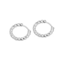 925 Sterling Silver Huggie Hoop Earring, Donut, plátáilte, do bhean, dathanna níos mó le haghaidh rogha, 14.60x2.20x13.10mm, Díolta De réir Péire