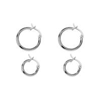 925 Sterling Silver Huggie Hoop Earring, Donut, dath platanam plátáilte, méid éagsúla do rogha & do bhean, Díolta De réir Péire