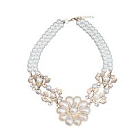 Collana di perle in plastica, perla in plastica, with lega in zinco, lega di zinco laccetto, Micro spianare cubic zirconia & per la donna, colori misti, Lunghezza 49 cm, Venduto da PC