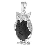 Gemstone Pendants Jewelry Brass with Lava Owl fashion jewelry & DIY black Approx 5mm Sold By PC