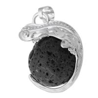 Gemstone Pendants Jewelry Brass with Lava fashion jewelry & DIY black Approx 5mm Sold By PC