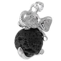 Edelstein Anhänger Schmuck, Messing, mit Lava, Elephant, Modeschmuck & DIY, schwarz, 22x32.50x19mm, Bohrung:ca. 5mm, verkauft von PC