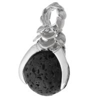 Edelstein Anhänger Schmuck, Messing, mit Lava, Modeschmuck & DIY, schwarz, 16x34x18.50mm, Bohrung:ca. 5mm, verkauft von PC