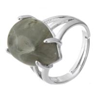 Gemstone Finger Ring, cobre, with Pedra brilhante, Lágrima, joias de moda & DIY, verde, 18mm, Buraco:Aprox 5mm, tamanho:8, vendido por PC