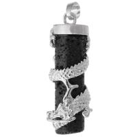 Edelstein Anhänger Schmuck, Messing, mit Lava, Modeschmuck & DIY, schwarz, 14x41x14mm, Bohrung:ca. 5mm, verkauft von PC