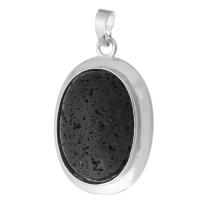 Gemstone Pendants Jewelry Brass with Lava fashion jewelry & DIY black Approx 5mm Sold By PC