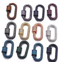 ottone Fanculo Carabiner Lock Charms, placcato, DIY & Micro spianare cubic zirconia, nessuno, assenza di nichel,piombo&cadmio, 17.50x28.80mm, Venduto da PC