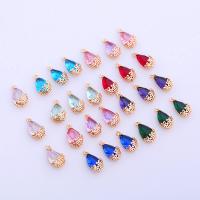 Crystal Hangers, Kristal, met Messing, Traan, gold plated, DIY & gefacetteerde, meer kleuren voor de keuze, 9x14mm, Verkocht door PC