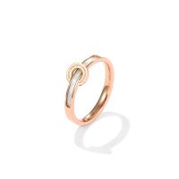 Titanium Steel Finger Ring with White Shell Donut Vacuum Ion Plating & for woman rose gold color 2.50mm Sold By PC