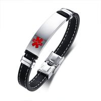 Stainless Steel smycken Armband, 304 rostfritt stål, med Microfiber PU, mode smycken & för människan, 41x12mm, Längd Ca 8.27 inch, Säljs av PC