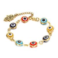 Evil Eye sieraden Armband, 304 roestvrij staal, met Lampwork, met 1.38inch extender keten, mode sieraden & voor vrouw, 8mm, Lengte Ca 6.89 inch, Verkocht door PC