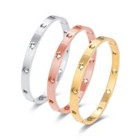 Titanium Staal Bangle, Ronde, plated, mode sieraden & voor vrouw & hol, meer kleuren voor de keuze, Binnendiameter:Ca 60x50mm, Verkocht door PC