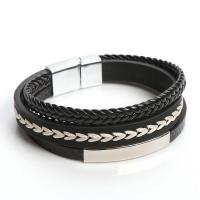 cuir PU bracelet, avec alliage de zinc, bijoux de mode & pour homme, plus de couleurs à choisir, Longueur 21 cm, Vendu par PC