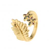 Cúbicos Circonia Micro Pave anillo de latón, metal, chapado en color dorado, Ajustable & unisexo & micro arcilla de zirconia cúbica, multicolor, Vendido por UD