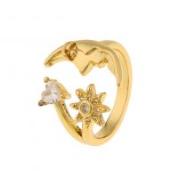 Kubieke Circonia Micro Pave Brass Ring, Messing, gold plated, Verstelbare & uniseks & micro pave zirconia, Verkocht door PC