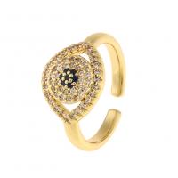 Kubieke Circonia Micro Pave Brass Ring, Messing, oog, gold plated, Verstelbare & micro pave zirconia & voor vrouw, Verkocht door PC