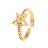 Kubieke Circonia Micro Pave Brass Ring, Messing, gold plated, Verstelbare & micro pave zirconia & voor vrouw, Verkocht door PC