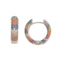 Messing Hoop Earring, guldfarve belagt, Micro Pave cubic zirconia & for kvinde, flere farver til valg, 23mm, Solgt af par