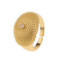 Kubieke Circonia Micro Pave Brass Ring, Messing, gold plated, Verstelbare & uniseks & micro pave zirconia & glazuur, Verkocht door PC