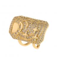 Kubieke Circonia Micro Pave Brass Ring, Messing, gold plated, Verstelbare & uniseks & micro pave zirconia, meer kleuren voor de keuze, Verkocht door PC