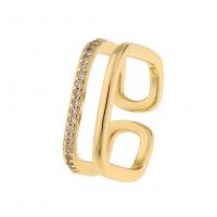 Kubieke Circonia Micro Pave Brass Ring, Messing, gold plated, Verstelbare & uniseks & micro pave zirconia, Verkocht door PC