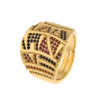 Kubieke Circonia Micro Pave Brass Ring, Messing, gold plated, Verstelbare & uniseks & micro pave zirconia, meer kleuren voor de keuze, Verkocht door PC