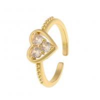 Kubieke Circonia Micro Pave Brass Ring, Messing, Hart, gold plated, Verstelbare & micro pave zirconia & voor vrouw, Verkocht door PC