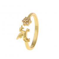 Kubieke Circonia Micro Pave Brass Ring, Messing, gold plated, Verstelbare & micro pave zirconia & voor vrouw, Verkocht door PC